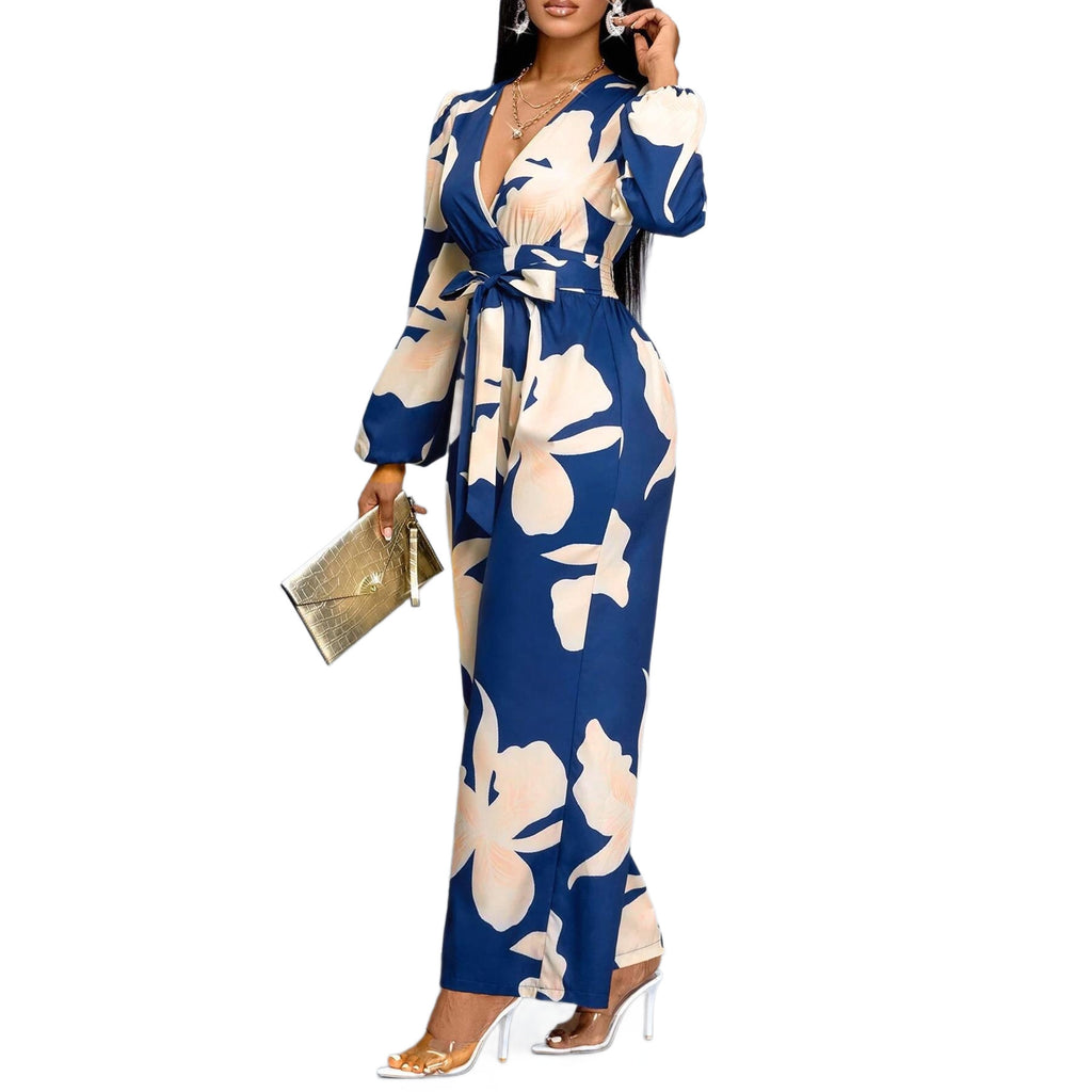 Women's Printed Long Sleeve Jumpsuit Suit