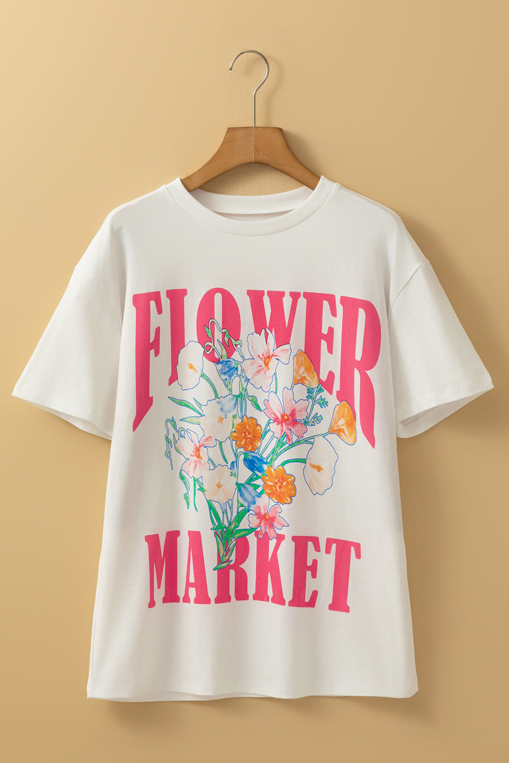 White FLOWER MARKET Graphic T Shirt