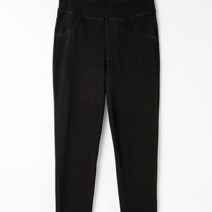 Black Solid Color High Waist Stretchy Slim Fit Jeggings