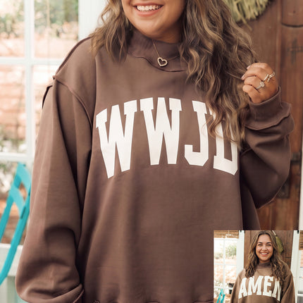 Coffee Letter Print Oversized Loose Fit Long Sleeve Plus Size Sweatshirt