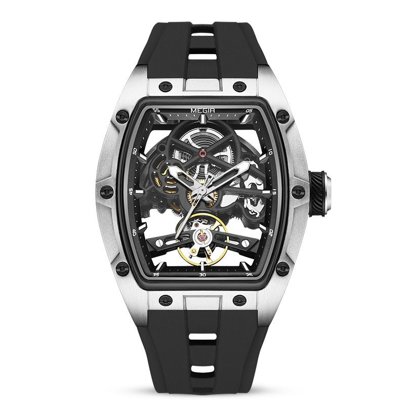 Men's Stainless Steel Shell Automatic Hollow Mechanical Watch