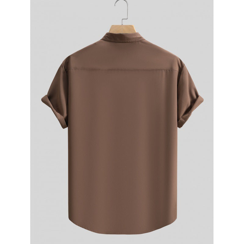 Men's Short-sleeved Shirt Solid Color Summer