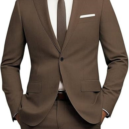 Men's Versatile Solid Color Business Jacket Long Pants Set