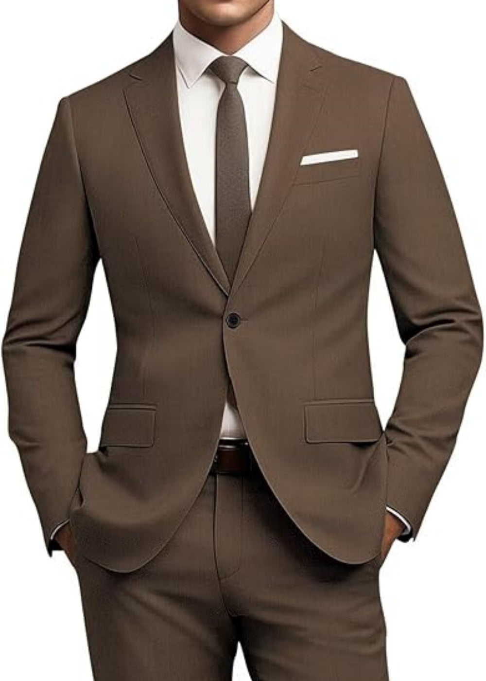 Men's Versatile Solid Color Business Jacket Long Pants Set