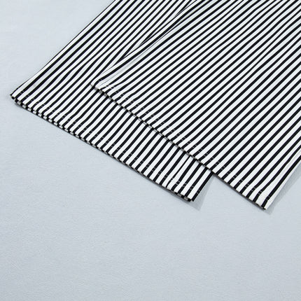 Black Stripe Plus Size Loose Straight Casual Pants