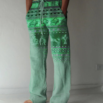 Men's Linen Printed Loose Casual Pants