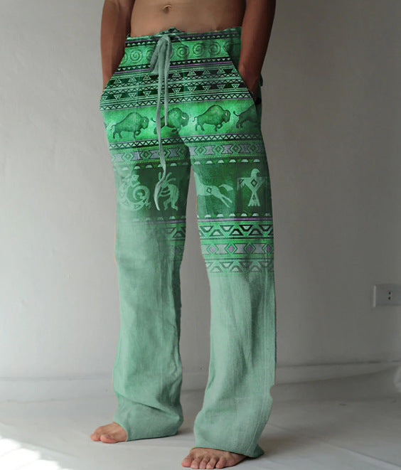 Men's Linen Printed Loose Casual Pants