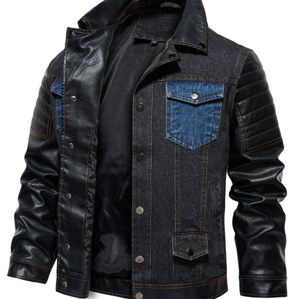 Men's Denim Jacket - Patchwork Trendy Style, Autumn Outerwear