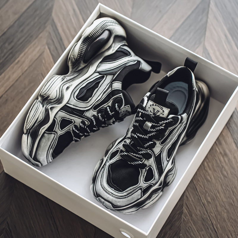 Personalized Brush Color Mesh Casual Height Increasing Men's Sneaker