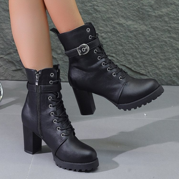 Autumn And Winter New Women's Plus Size Martin Boots Ankle Boots Belt Buckle