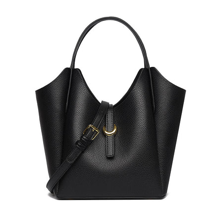 Genuine Leather Women's Large Capacity Hand Holding Bucket Bag