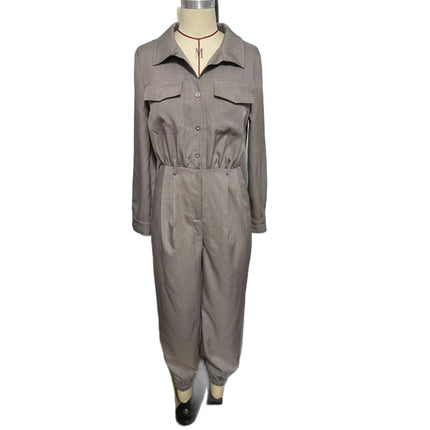 New Women's Long-sleeved Lapel Jumpsuit Women
