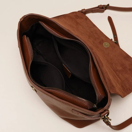 Leather Solid Color Large Capacity Shoulder Crossbody Bag