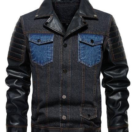 Men's Denim Jacket - Patchwork Trendy Style, Autumn Outerwear