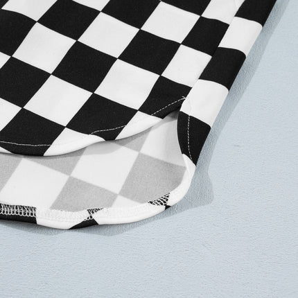 Black Plus Size Checkered Athleisure Shorts