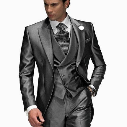 Gray Business Casual Suit Men's Three Pieces