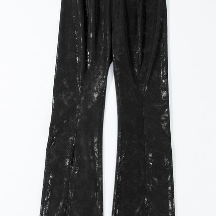Black Faux Leather Splits High Waist Leggings