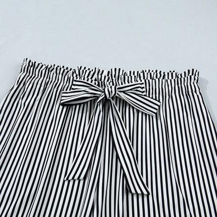 Black Stripe Plus Size Loose Straight Casual Pants
