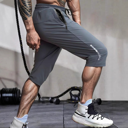 Men's Ice Silk Sports Casual Pants Cropped Quick-drying Beach Pants