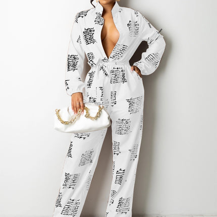 Women's Casual Fashion Loose Shirt Long Sleeve Jumpsuit