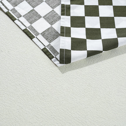 Green Checkerboard Printed Drop Shoulder Loose Casual Shirt
