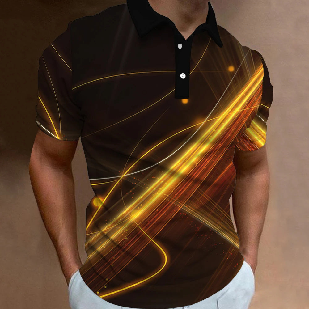 Men's Casual Loose Short Sleeves Plus Size Printed Aurora