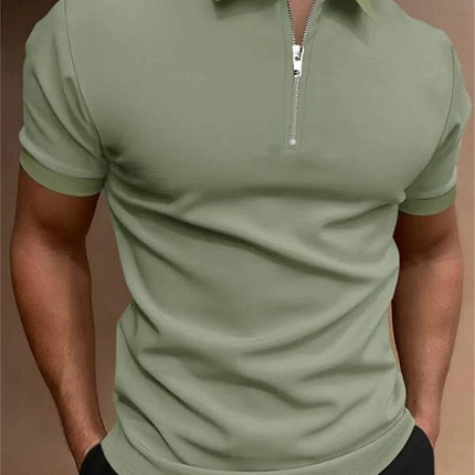 Men's Polo Shirt Solid Color Polo Collar T-shirt Casual Fit Top Men's Clothing