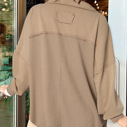 Goat Mineral Wash Textured Patchwork Loose Fit Shacket
