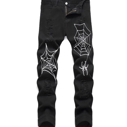 High Street Vibe Style Loose Straight Wide Leg Pants American Spider
