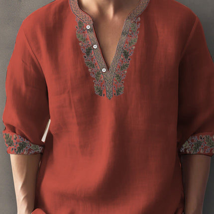 3D Digital Printing Bamboo Linen Long Sleeve European And American