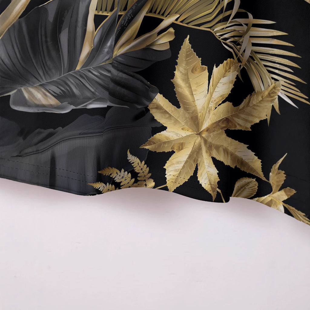 Men's Printed Gold Tropical Plant Pattern Short Sleeve Fashion Printed Shirt