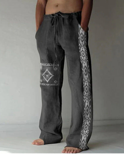 Men's Linen Printed Loose Casual Pants