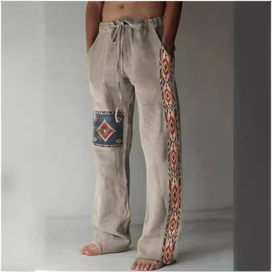 Men's Linen Printed Loose Casual Pants