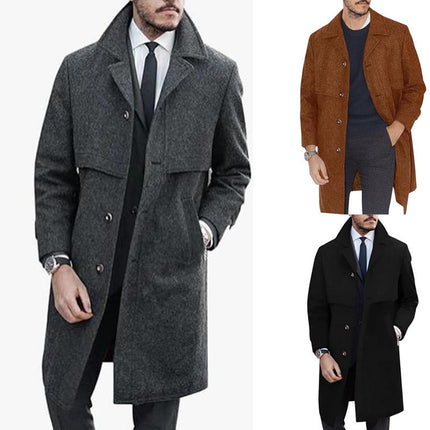 Woolen Men's Coat Plus Size Single Breasted Large Coat