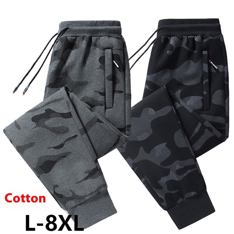 Men's Autumn Winter Cotton Casual Plus-sized Ankle Banded Pants