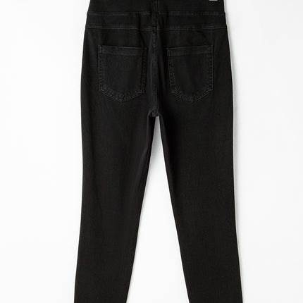 Black Solid Color High Waist Stretchy Slim Fit Jeggings