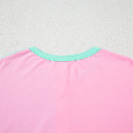 Mint Green Two Tone Half Buttons Collared T Shirt