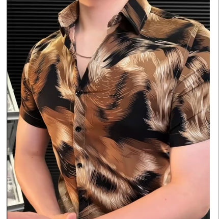 Men's Fashion Tiger Stripes Print Shirt