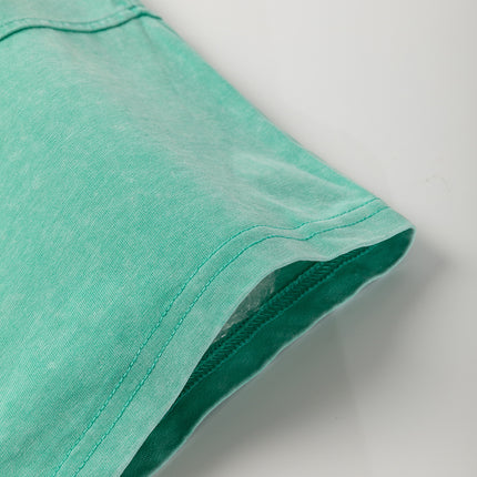 Mint Green Mineral Wash Flower Patchwork Mini T Shirt Dress