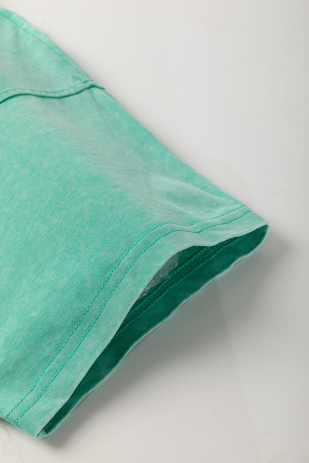 Mint Green Mineral Wash Flower Patchwork Mini T Shirt Dress