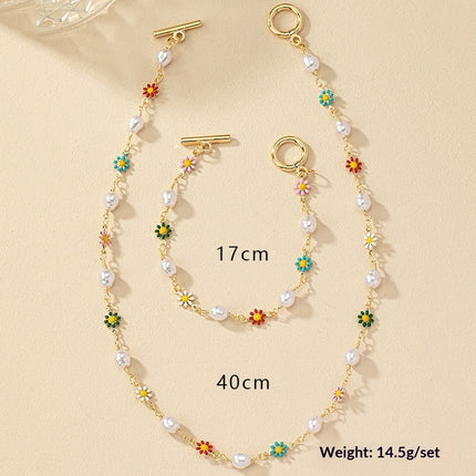 Commuter Colorful Daisy Bracelet And Necklace Set