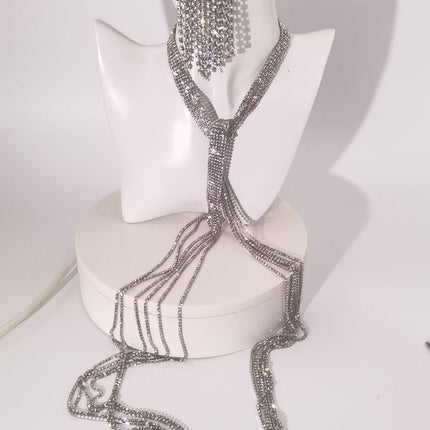 Sparkling Fringe Halter Necklace & Fringe Earring Set