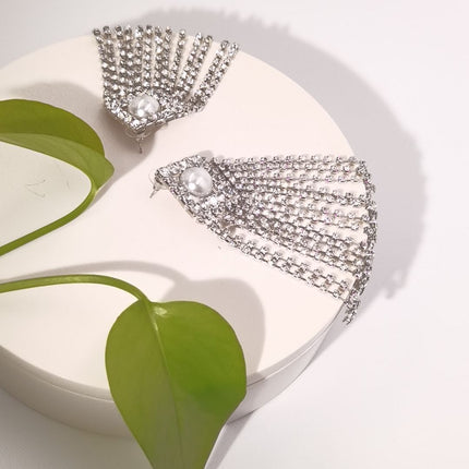 Sparkling Fringe Halter Necklace & Fringe Earring Set