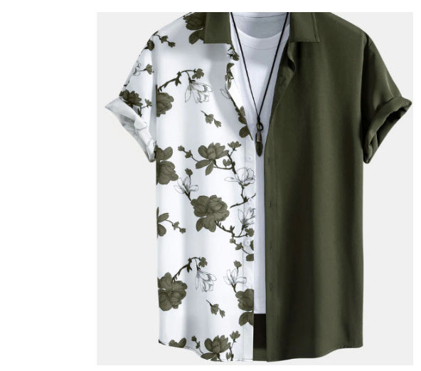 Men's Casual Printed Short Sleeved Shirt