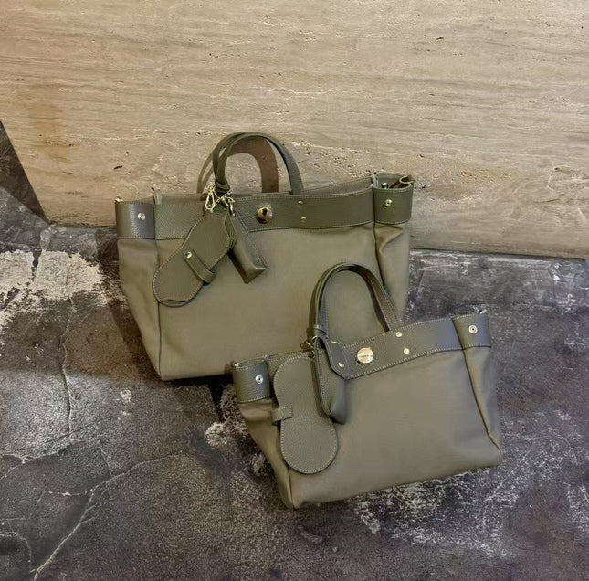 Textured Cowhide High Canvas Loose Crossbody Bag