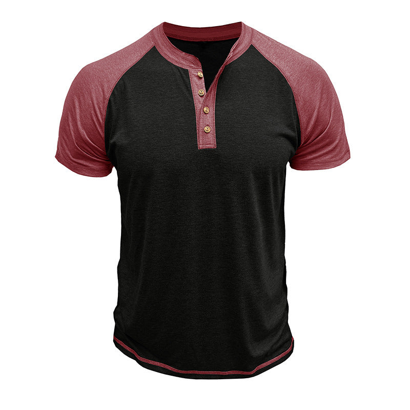 Men's Short Sleeve European And American Color Matching Top