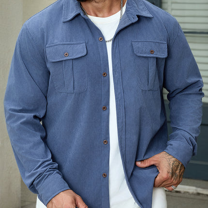 Corduroy Tooling Thick Long Sleeves Coat Shirt Outdoor Casual Retro