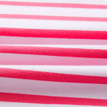 Pink Stripe Mixed Pattern Patchwork Uneven Hem Loose Tee