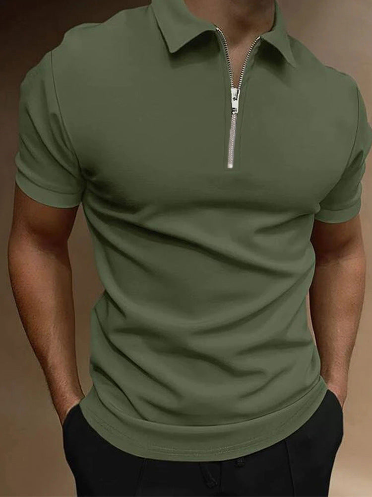 Men's Polo Shirt Solid Color Polo Collar T-shirt Casual Fit Top Men's Clothing