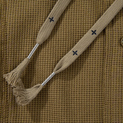 Jungle Green Quilted Textured Patchwork Loose Fit Hooded Jacket